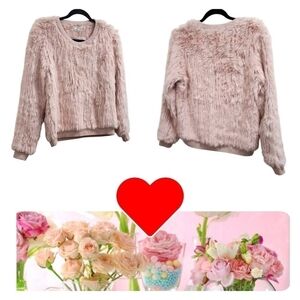 Opening Ceremony Pink Angora Rabbit Fur Crewneck Sweater Size M
